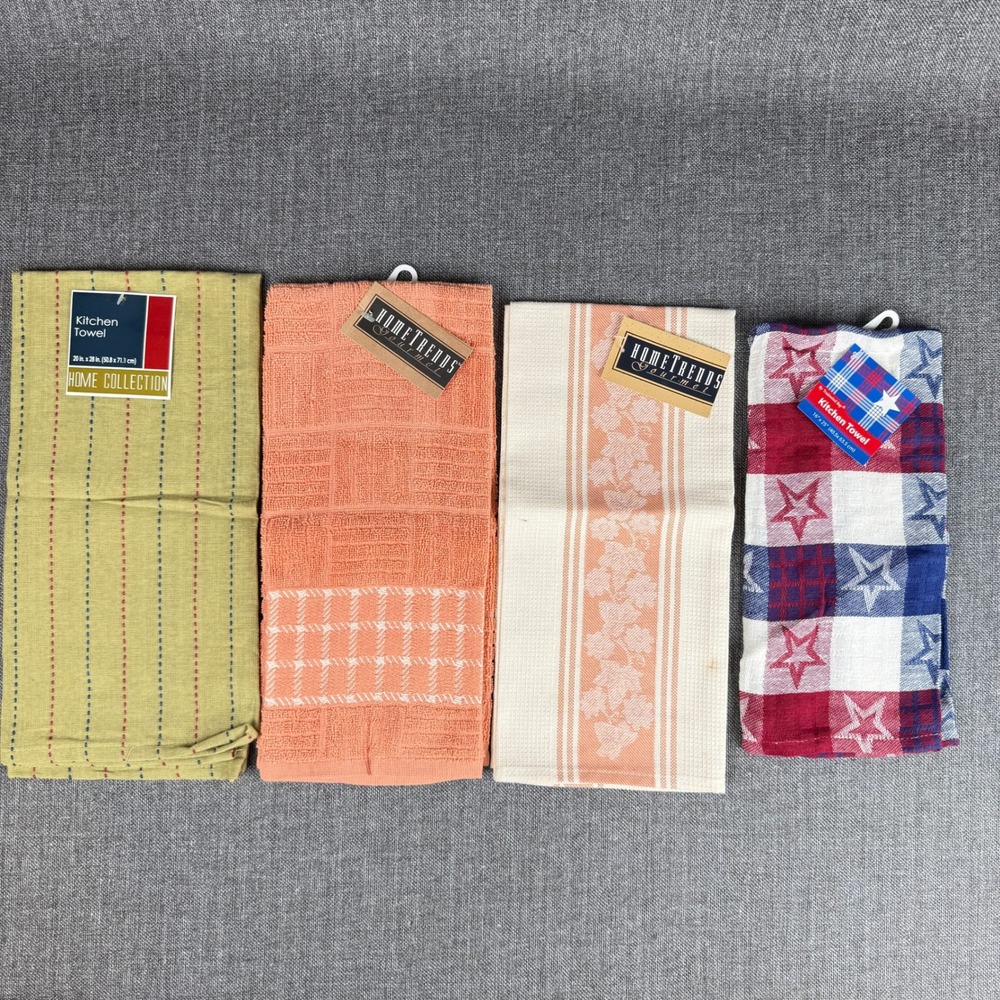 Mixed Lot 4 Kitchen Towels HomeTrends Home Collection Tradewind Bay Cotton NWT
